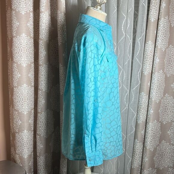 🌊 Dana Buchman Blue Aqua 3/4 Sleeve Burnout Tunic - Size Small 🌊 - Picture 5 of 7
